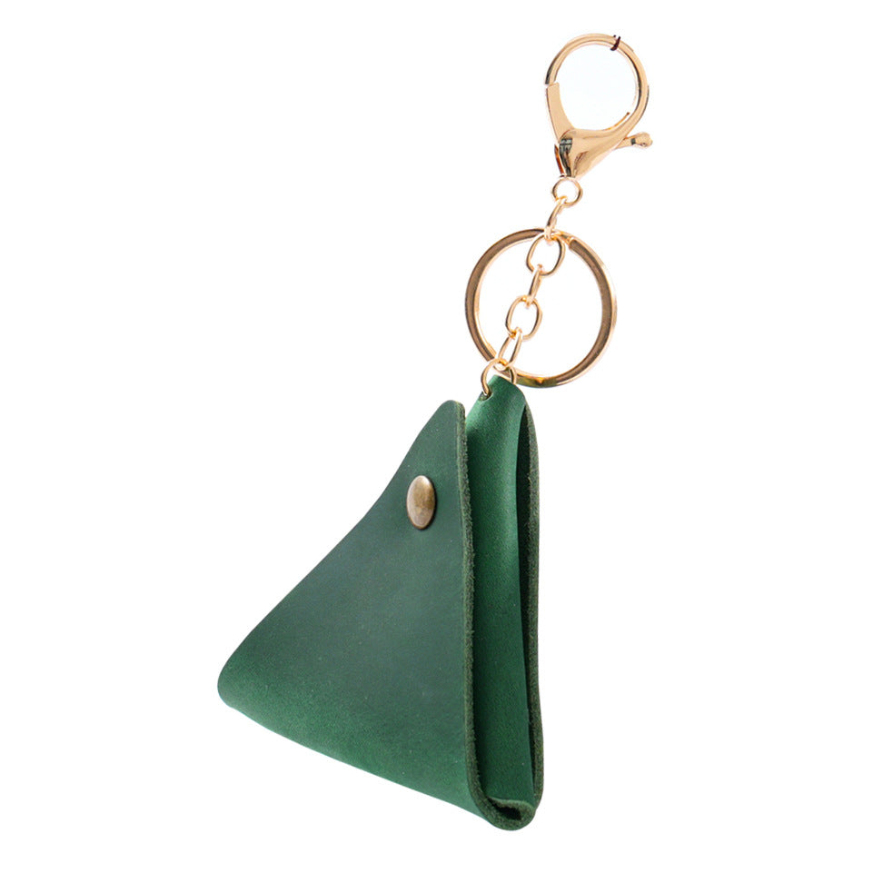 Wholesale Vintage Handmade Top Layer Cowhide Mini Coin Purse Leather Keychain
